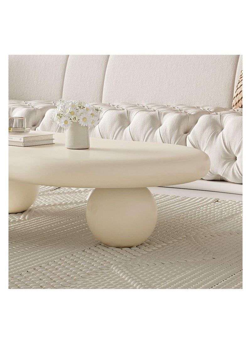 AWD Irregular Cloud Coffee Table Modern Center Table Tea Table in Free Cloud Shape with 3 Balls Legs Creamy Off-White High End Table for Living room Balcony Garden 120cm Width.  - Image 3