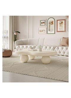 AWD Irregular Cloud Coffee Table Modern Center Table Tea Table in Free Cloud Shape with 3 Balls Legs Creamy Off-White High End Table for Living room Balcony Garden 120cm Width.  - Image 5