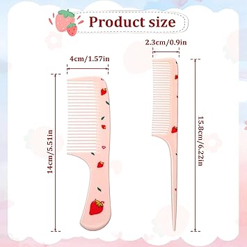 cobee 2 Pcs Rat Tail Combs Small Pink Comb With Parting Tip Plastic Portable Combs For Kids Toddler Comb Hairdressing Comb Set For Wet And Dry - Image 5