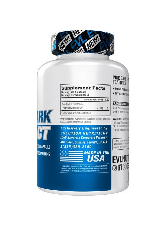 Evlution Nutrition Pine Bark Extract - Antioxidant Support - 240 mg Pine Bark Extract Per Capsule - 95% Proanthocyanidins - Vegan & Non-GMO - Dietary Supplement - 90 Servings - 90 Veggie Capsules - Image 2
