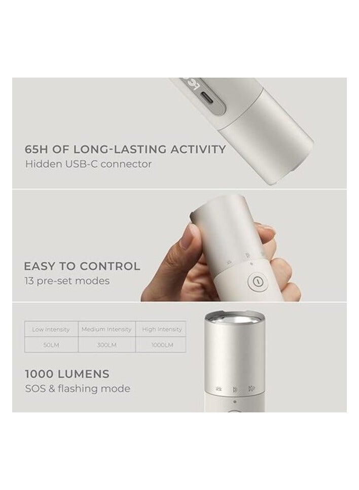 هوتو HOTO Flashlight Duo، USB-C قابل لإعادة الشحن، مصدر ضوء مزدوج، إضاءة محيطة ملونة، SOS وستروب، شماعة متعددة الوظائف، امتصاص مغناطيسي، 65 ساعة طويلة الأمد للغاية، 3200 مللي أمبير، 1000 لومن - Image 2