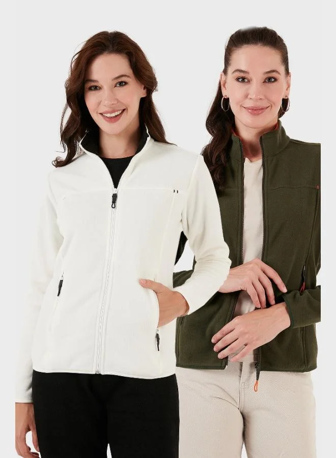 Lela Lela Slim Fit Anti-Pilling Zippered Pocket Cardigan 2-Pack Polar Women's POLAR 5907002S2