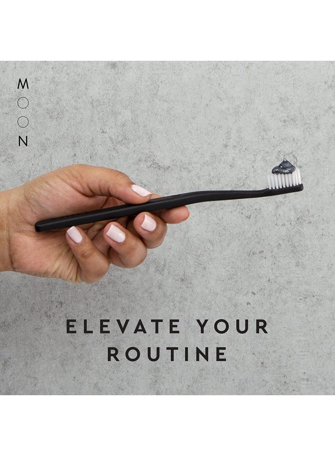 Moon Toothbrushes, Soft Bristle, White and Black Sleek Toothbrushes, 4 Pack - Image 2