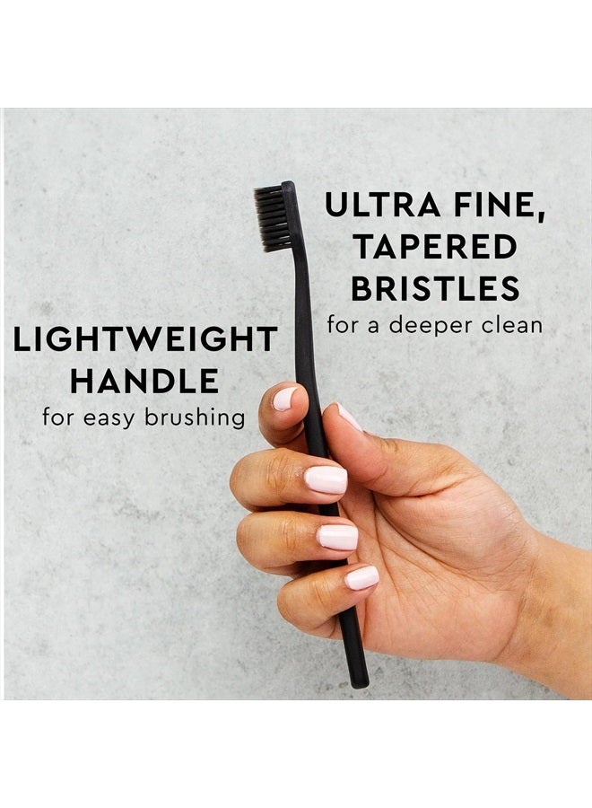 Moon Toothbrushes, Soft Bristle, White and Black Sleek Toothbrushes, 4 Pack - Image 4