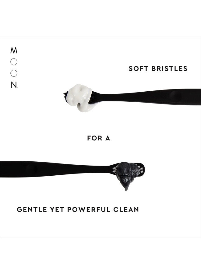 Moon Toothbrushes, Soft Bristle, White and Black Sleek Toothbrushes, 4 Pack - Image 3