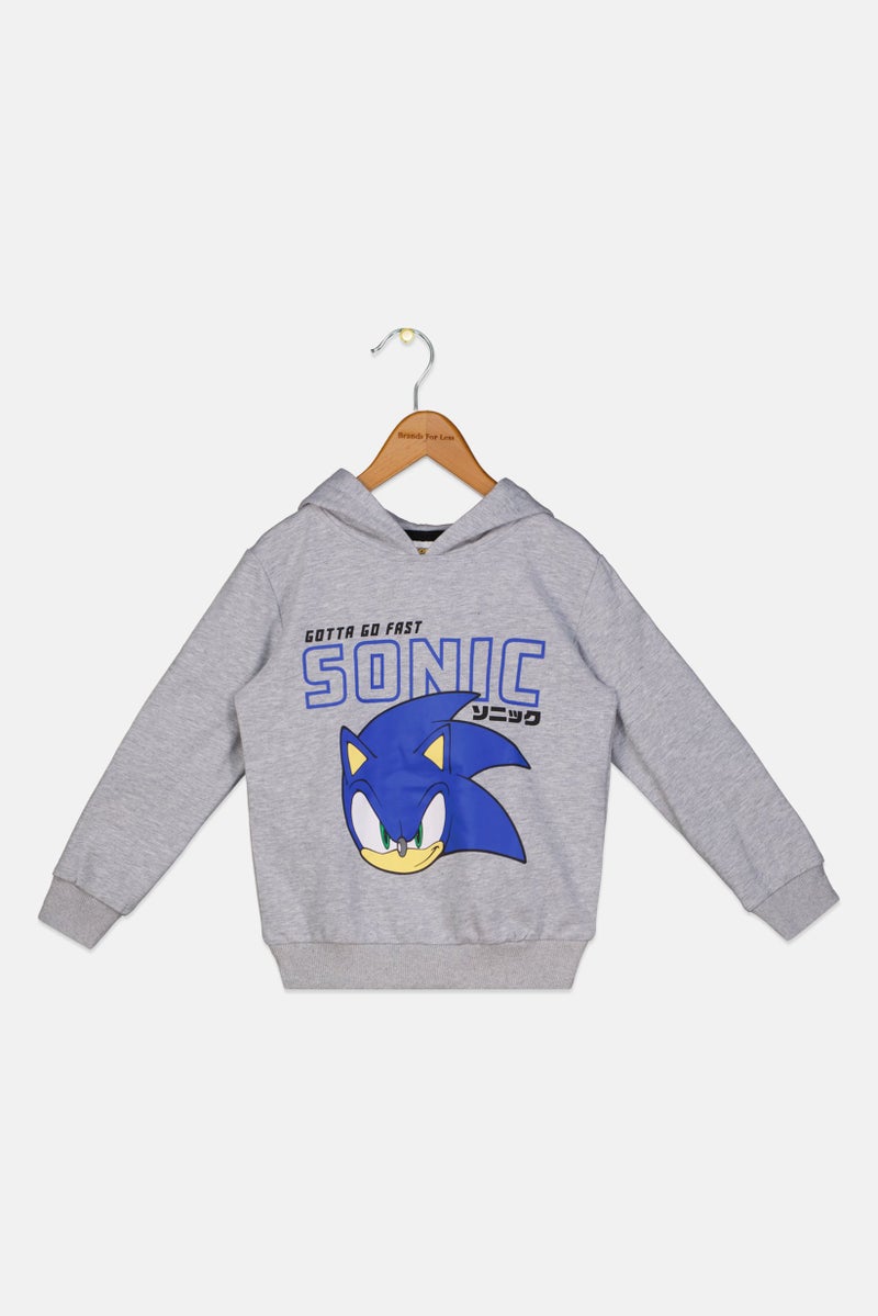 SONIC Toddlers Boy Graphic Print Long Sleeve Hoodie, Grey - Image 3