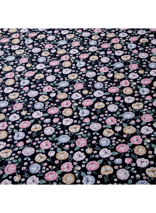 NATURETY Bedding Fitted Sheet with Deep Pocket,Colorful Floral Printed Fabric Bed Sheets(Black Flower,Twin) - Image 3