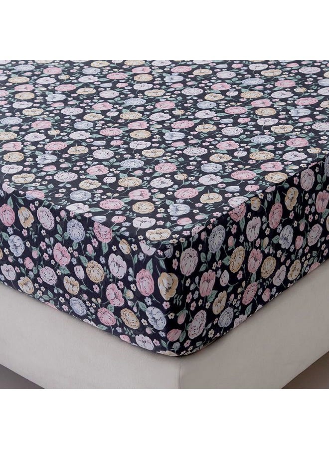 NATURETY Bedding Fitted Sheet with Deep Pocket,Colorful Floral Printed Fabric Bed Sheets(Black Flower,Twin) - Image 2
