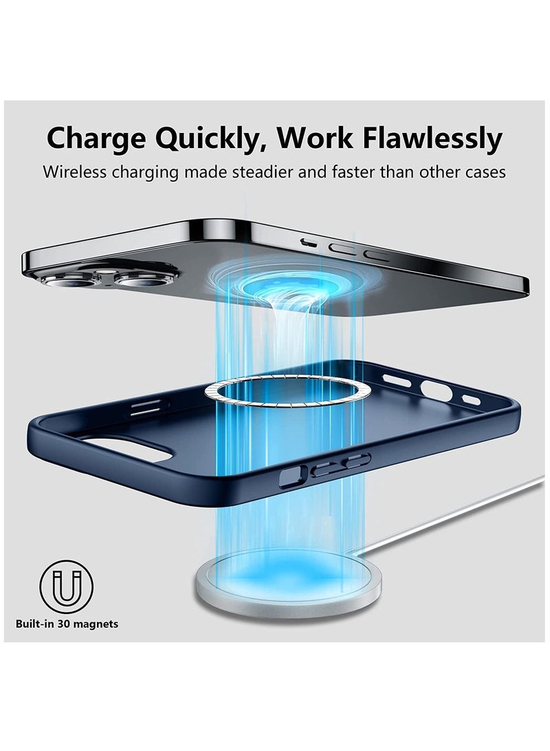 DUSALA iPhone 14 Plus Case, Magnetic Liquid Silicone Gel Rubber Bumper Cover with Soft Microfiber Cloth Lining Anti Scratch Soft Silky Touch Compatible with Mag Safe Compatible - Blue  - Image 4