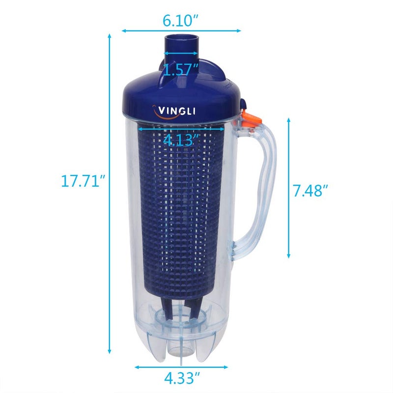 VINGLI Professional Leaf Trap Skim Leaves and Twigs Blue Leaf Canister with Plastic Mesh Basket Fits Automatic Pool Vacuum Cleaner - Image 5