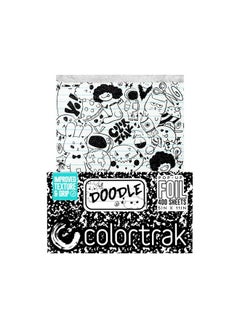 Colortrak Doodle Pop-up Foil W/Dispenser (400 Count), Pre-cut Sheets, Non-Slip Embossed Texture, 5" x 11" Sheets for Hair Foil Coloring and Highlighting Sheet Applications