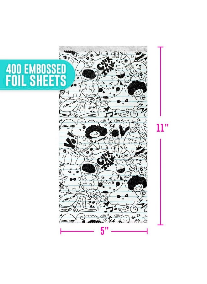 Colortrak - Colortrak Doodle Pop-up Foil W/Dispenser (400 Count), Pre-cut Sheets, Non-Slip Embossed Texture, 5" x 11" Sheets for Hair Foil Coloring and Highlighting Sheet Applications - Image 1