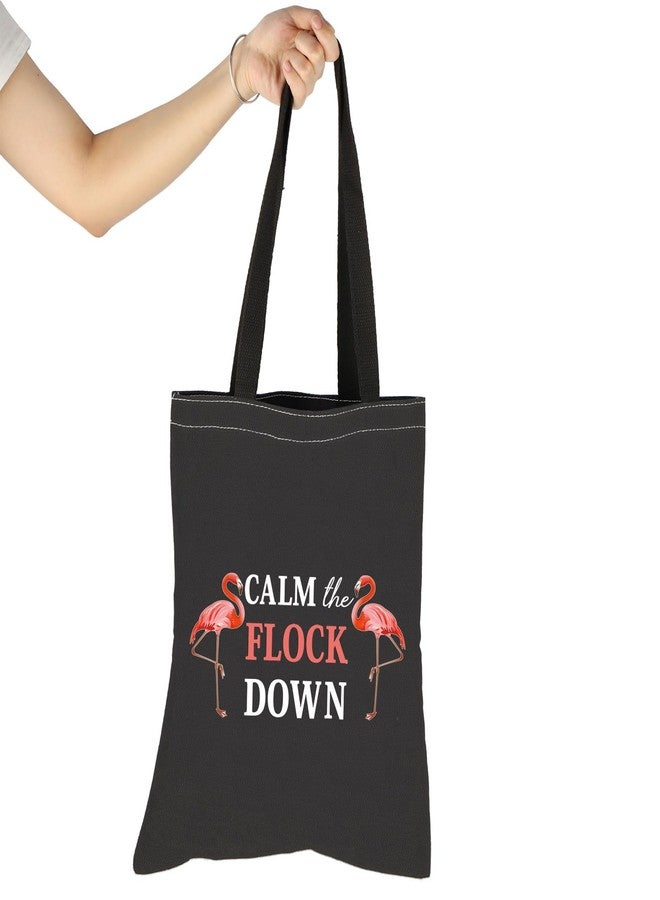 ليفلو حقائب تسوق فلامنجو مرحة من ليفلو، هدية مثالية لمحبي الفلامنجو، بتصميم فلامنجو مرح، هدية رائعة لحفلات الفلامنجو (أسود)، متوسط الحجم - Image 3