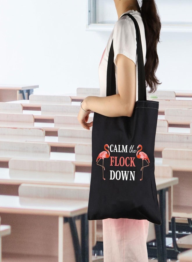 ليفلو حقائب تسوق فلامنجو مرحة من ليفلو، هدية مثالية لمحبي الفلامنجو، بتصميم فلامنجو مرح، هدية رائعة لحفلات الفلامنجو (أسود)، متوسط الحجم - Image 5