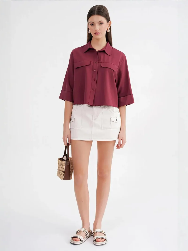 MixRay Mixray Short Sleeve Crop Poplin Shirt