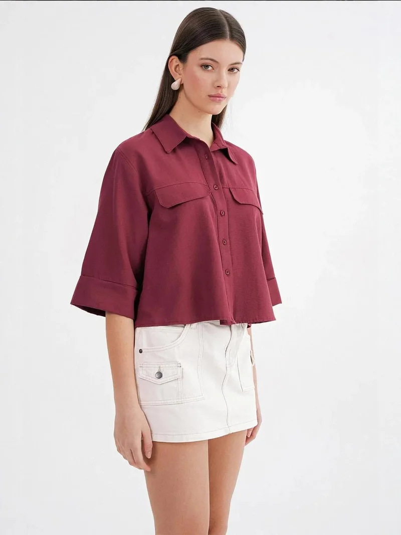 MixRay Mixray Short Sleeve Crop Poplin Shirt