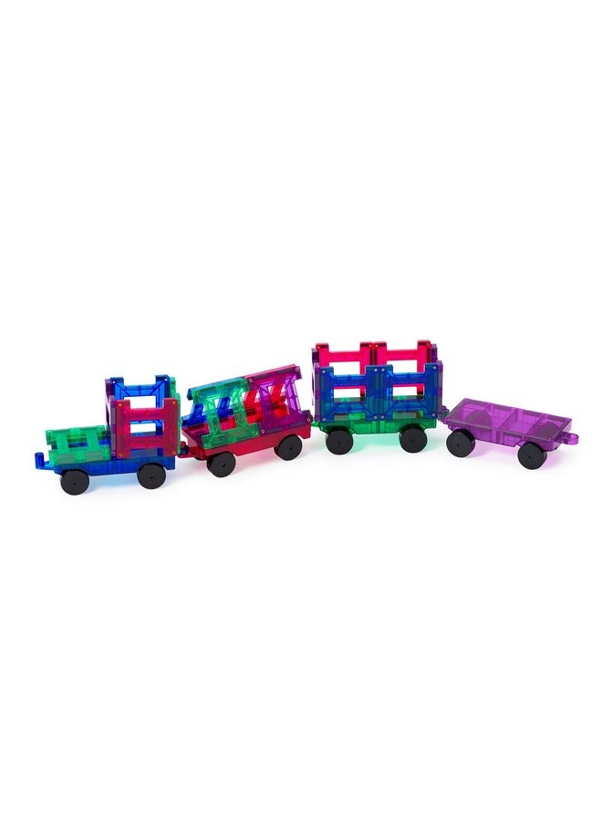 Playmags Playmags Magnetic Tiles Train Car Set for Kids - 55pcs Magnet Building Blocks Accessory Set with 4 Cars - Durable Creative STEM Learning Toys for Boys, Girls & Toddlers  - Image 5