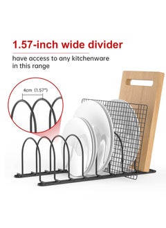 Excefore Pot Lid Rack Organizer, 13.5" Kitchenware Dividers Holder for Plates, Pans, Cutting Boards, Muffin Tins, Baking Sheets in Cabinets Shelf Countertop Pantry, Black, 8-Slot  - Image 4
