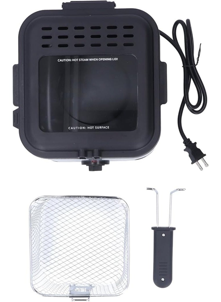 Denx 2.5L Visible Lid Deep Fryer for Home – 1000W Fast Heating Oil Fryer with Adjustable Temperature, Anti-Splatter Glass Lid, Stainless Steel Electric Fryer for Chicken, Fries, Snacks & Family Kitchen - Image 3