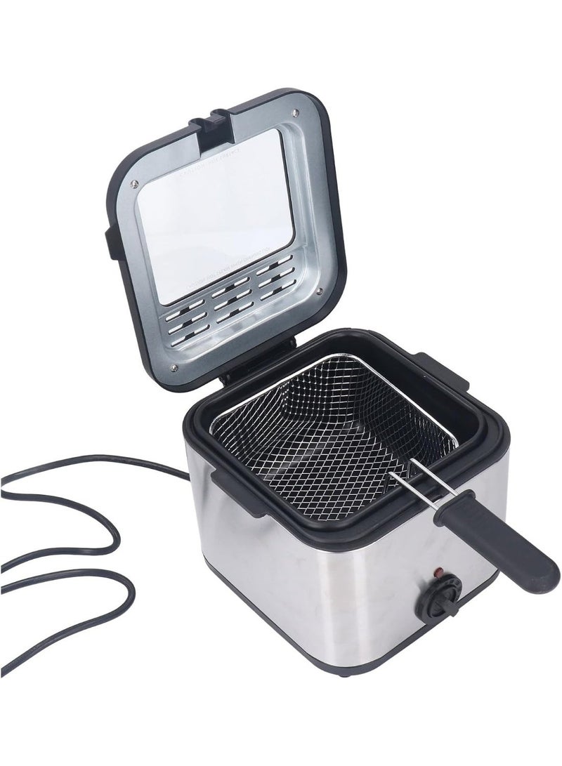 Denx 2.5L Visible Lid Deep Fryer for Home – 1000W Fast Heating Oil Fryer with Adjustable Temperature, Anti-Splatter Glass Lid, Stainless Steel Electric Fryer for Chicken, Fries, Snacks & Family Kitchen - Image 4