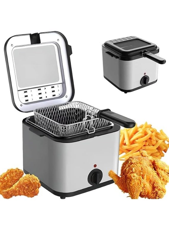 Denx 2.5L Visible Lid Deep Fryer for Home – 1000W Fast Heating Oil Fryer with Adjustable Temperature, Anti-Splatter Glass Lid, Stainless Steel Electric Fryer for Chicken, Fries, Snacks & Family Kitchen - Image 2