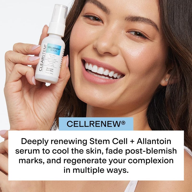 CLEARSTEM - CELLRENEW - Collagen Stem Cell Serum - Acne + Youthful Skin Face Serum - Hyaluronic Acid, Reishi, Aloe Vera - Facial Skin Care Products - Gluten Free, Cruelty Free - 1 fl oz / 29ml - Image 2