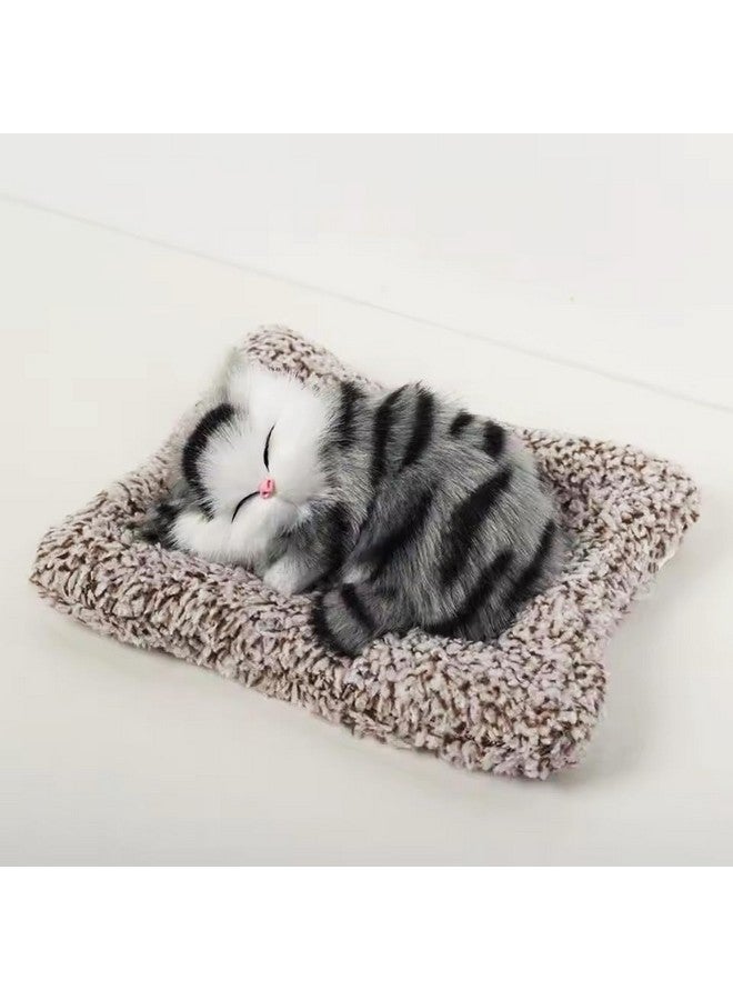Super Toy Cute Sleeping Cat Plush Toy With Meow Sound, Gift For Kids Car Dashboard Accessories (Stripped Black) - Image 1