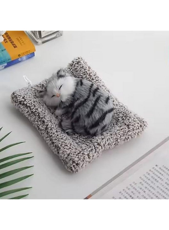 Super Toy Cute Sleeping Cat Plush Toy With Meow Sound, Gift For Kids Car Dashboard Accessories (Stripped Black) - Image 3