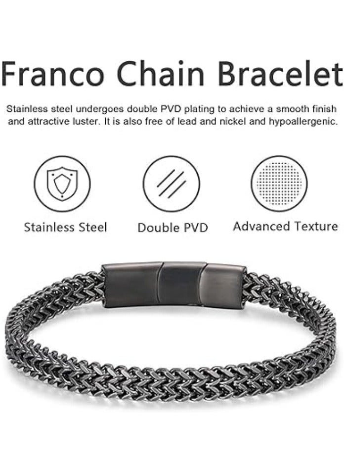 Bracelets for Men-Stainless Steel Magnetic Clasp Franco Chain Mens Bracelet - Image 2