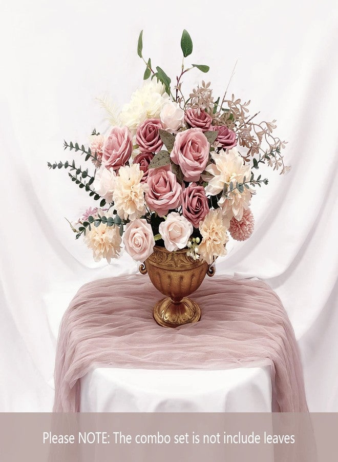 FACINOC Roses Artificial Flowers Pink Bouquets Box Set for DIY Bridal Wedding Shower Decorations Fake Floral Arrangements for Party Table Centerpieces Home Decor Indoor Outdoor Dusty Blush 19pcs - Image 4