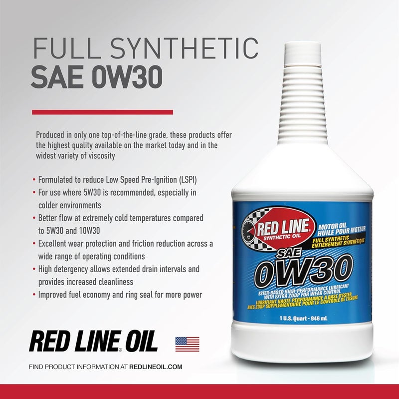 Red Line زيت محرك صناعي بالكامل 0W30 من ريد لاين 11115 سعة 1 جالون - Image 3