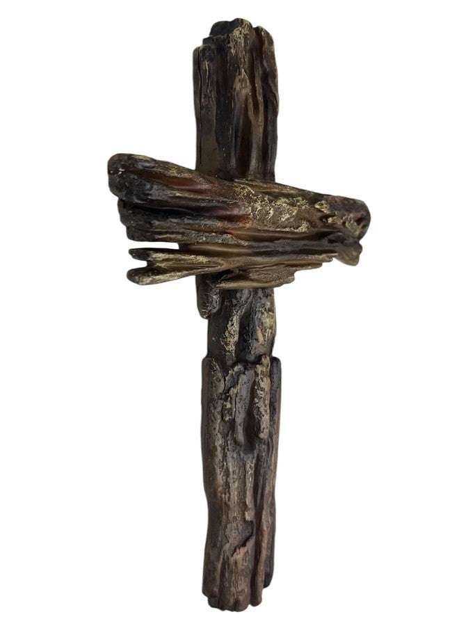 Top Brass 12” Simple Rustic Driftwood Inspired Resin Wall Cross - Faithful Symbol of Christ’s Love - Jesus Art Décor Sculpture - Image 5