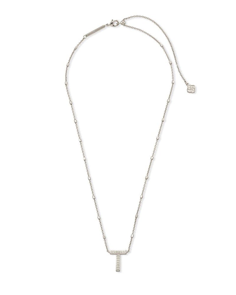 Kendra Scott Letter T Pendant Necklace for Women, Fashion Jewelry, Rhodium-Plated Brass, Rhodium Metal, Letter T - Image 2