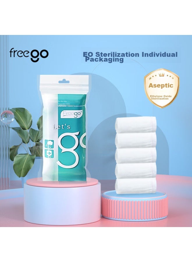 Free Go Freego Pure Cotton Disposable Underwear, 100% Cotton No-wash 5 Individually Packaged, For Travel Business Trips And Vacations, Men's White XL - Image 1