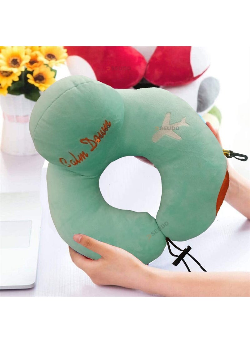 PSEUDO PSEUDO Super Heros U Shape Pillow Neck Pillow Cervical PillowNeck Support Flight Car Train Airplane Office Nap Travel Drive U Shaped Pillow for Travel for Sleeping SeaGreen  - Image 4