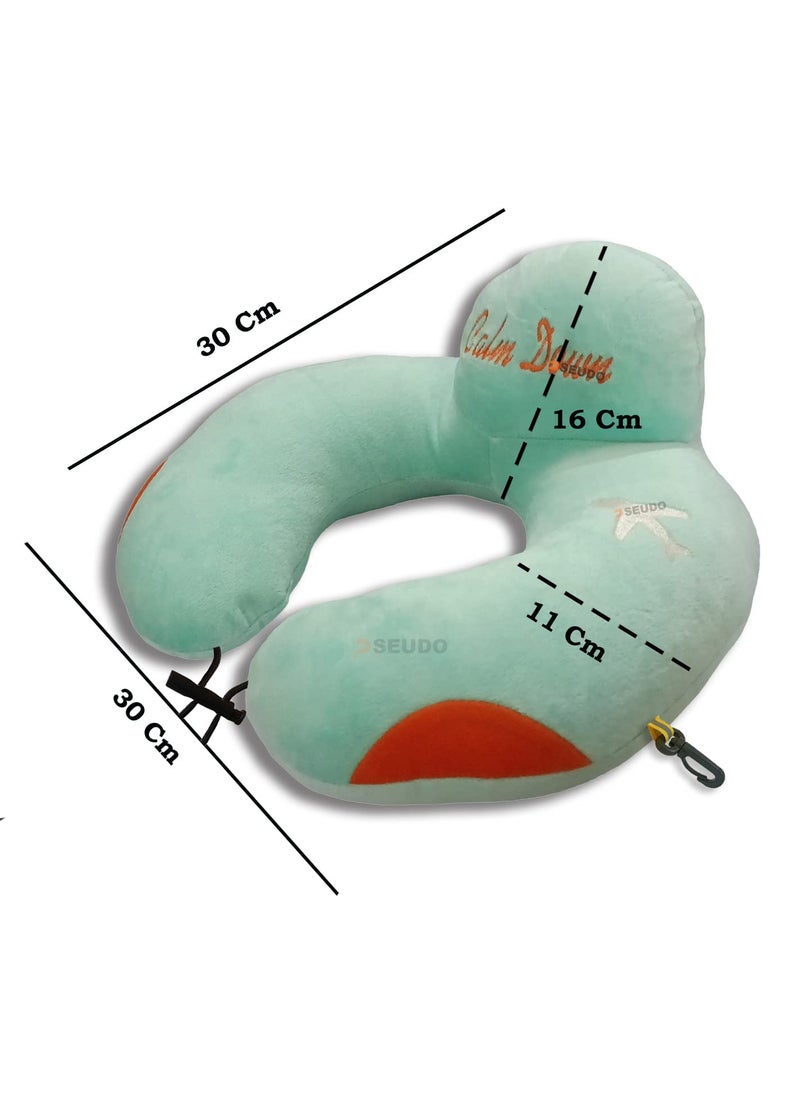 PSEUDO PSEUDO Super Heros U Shape Pillow Neck Pillow Cervical PillowNeck Support Flight Car Train Airplane Office Nap Travel Drive U Shaped Pillow for Travel for Sleeping SeaGreen  - Image 5