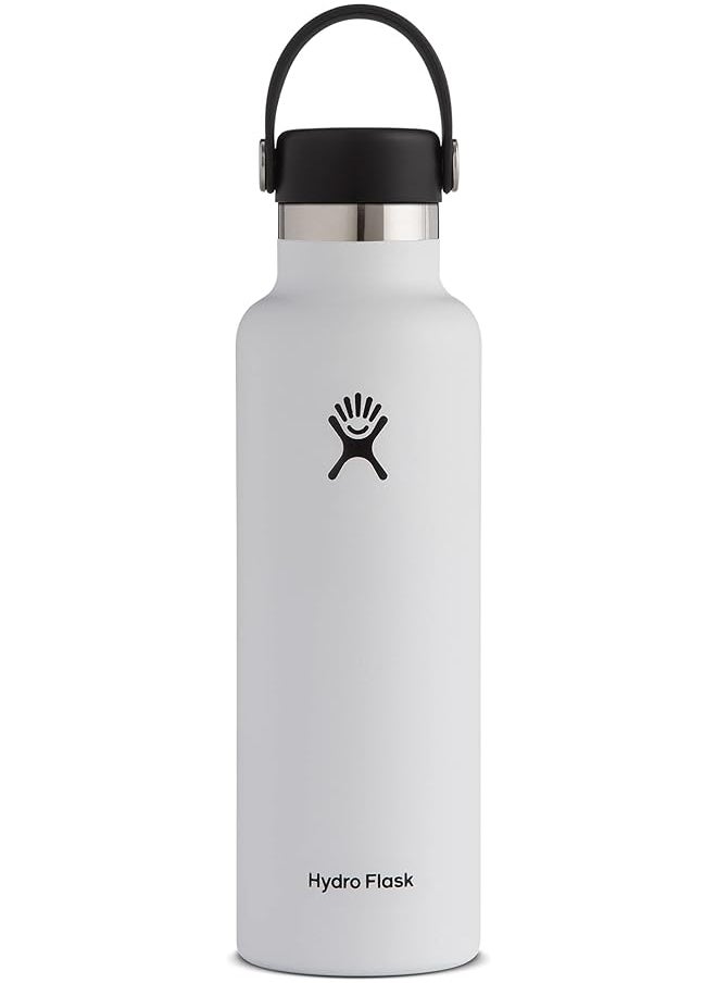Hydro Flask Water Bottle 621 Ml 21 Oz Vacuum Insulated Stainless Steel Water Bottle With Leak Proof Flex Cap And Powder Coat Bpa Free Standard Mouth White  - Image 1
