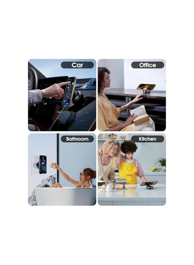 S-TOP Magnetic Car Phone Mount, 360° Rotating Dashboard & Windshield Stand with Suction Cup, Adjustable Grip Phone Holder - Image 2