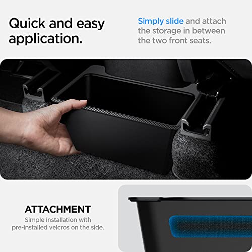 Spigen Rear Center Console Storage Box for Tesla Model Y Juniper and all Model Y (2020-2025) Under Seat Trash Can Garbage Bin - Black - Image 5