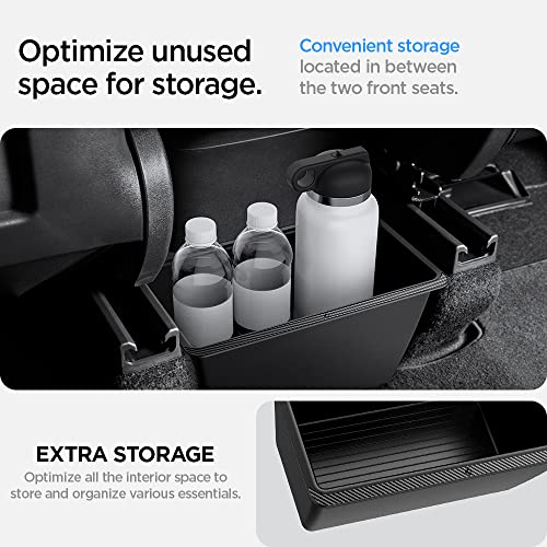 Spigen Rear Center Console Storage Box for Tesla Model Y Juniper and all Model Y (2020-2025) Under Seat Trash Can Garbage Bin - Black - Image 3