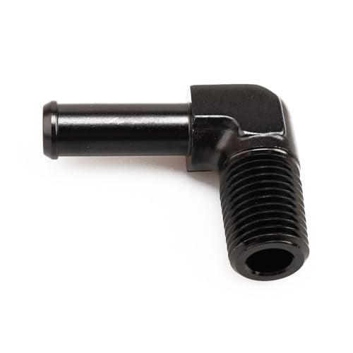 AC PERFORMANCE 1/4" NPT Male to 3/8" Hose Barb Fitting Adapter 90 Degree Aluminum Black Fit for 6AN Push on Hose - Image 3