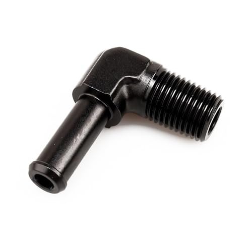 AC PERFORMANCE 1/4" NPT Male to 3/8" Hose Barb Fitting Adapter 90 Degree Aluminum Black Fit for 6AN Push on Hose - Image 4