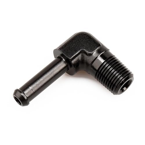 AC PERFORMANCE 1/4" NPT Male to 3/8" Hose Barb Fitting Adapter 90 Degree Aluminum Black Fit for 6AN Push on Hose - Image 5