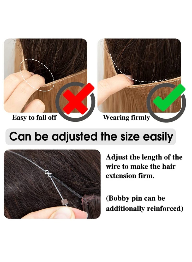 إستيل وصلة شعر صناعية مموجة مجعد شقراء ذهبية لتمديد الشعر 3.7 أونصة سلك مخفي قابل للتعديل عقال للنساء ألياف مقاومة للحرارة بدون مشبك - Image 3