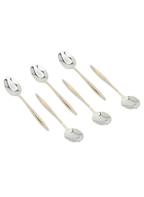 A Set Of Cutlery Spoons Silver Embossed With Gold 30 Pieces