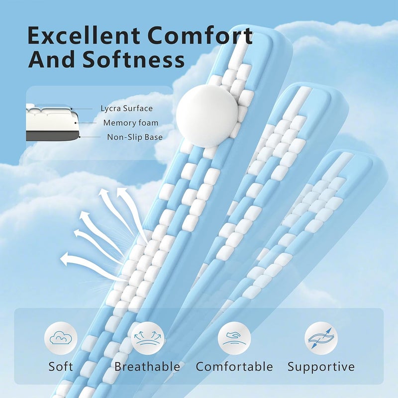 MEKASS Keyboard Wrist Rest, Ergonomic Wrist Pad, Soft Memory Foam Keyboard Hand Rest with Non-Slip Base, Easy Typing, Pain Relief, Comfort Support for Office Work Gaming Accessories (Blue White) - Image 3