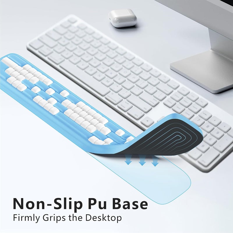 MEKASS Keyboard Wrist Rest, Ergonomic Wrist Pad, Soft Memory Foam Keyboard Hand Rest with Non-Slip Base, Easy Typing, Pain Relief, Comfort Support for Office Work Gaming Accessories (Blue White) - Image 5