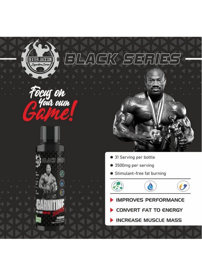 DEXTER JACKSON سائل كارنيتين من سلسلة ديكستر جاكسون السوداء | خالي من الأحماض الأمينية | نكهة التفاح الأخضر | 31 حصة، 3500 ملغ (473.28 مل)  - Image 5