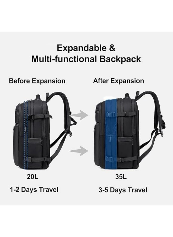 أركتيك هانتر حقيبة ظهر Arctic Hunter للسفر قابلة للتوسيع للرجال بسعة 35 لترًا من مادة EVA المقاومة للصدمات ومقاومة للماء وحقيبة كمبيوتر محمول كبيرة مقاس 17.3 بوصة للسفر إلى الخارج - Image 3