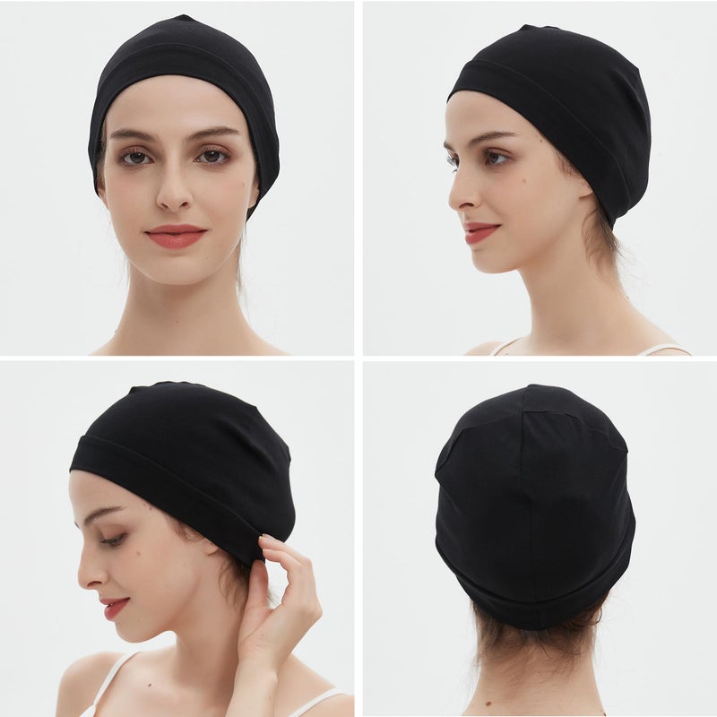 vidsel 100% Cotton Skull Caps for Men Women Breathable Night Cap Sleep Hats Soft Lightweight Running Beanie Helmet Liner - Image 4